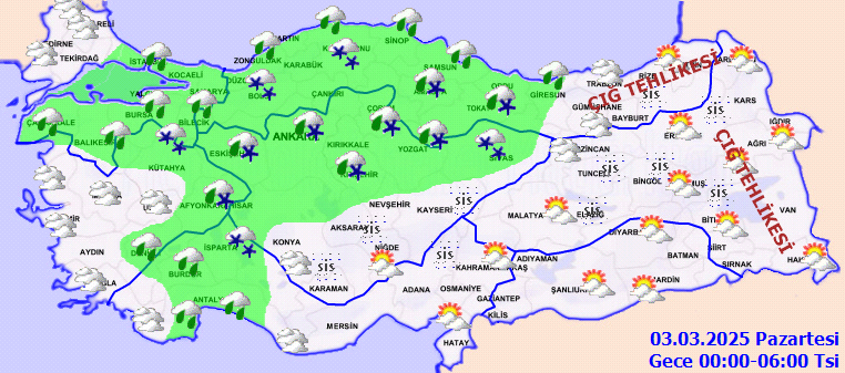 Hava tahminlerine göre yağışlar