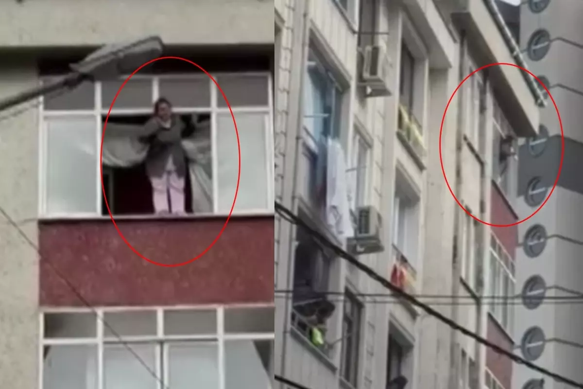 deprem sonrasi buyuk panik cama cikarak dakikalarca ciglik atti IM2pXyzX